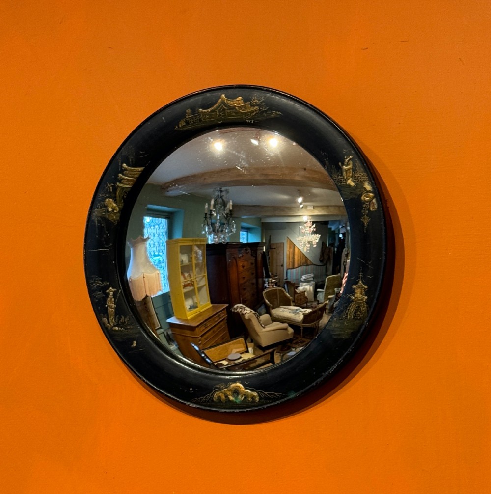 Chinoiserie Framed Convex Wall Mirror View IV