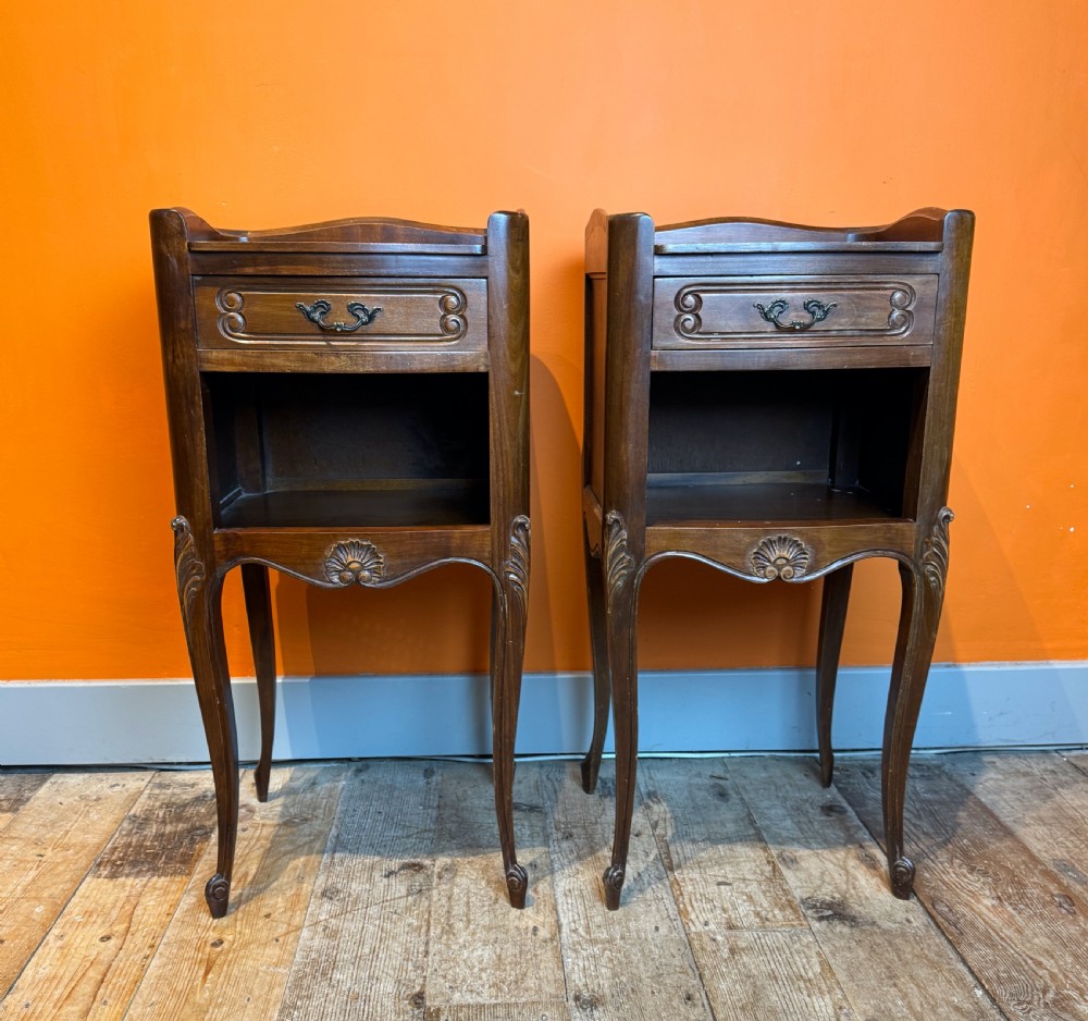 Pair of Vintage French Mahogany Bedside Tables View III
