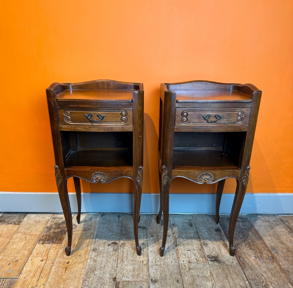 Pair of Vintage French Mahogany Bedside Tables View IV
