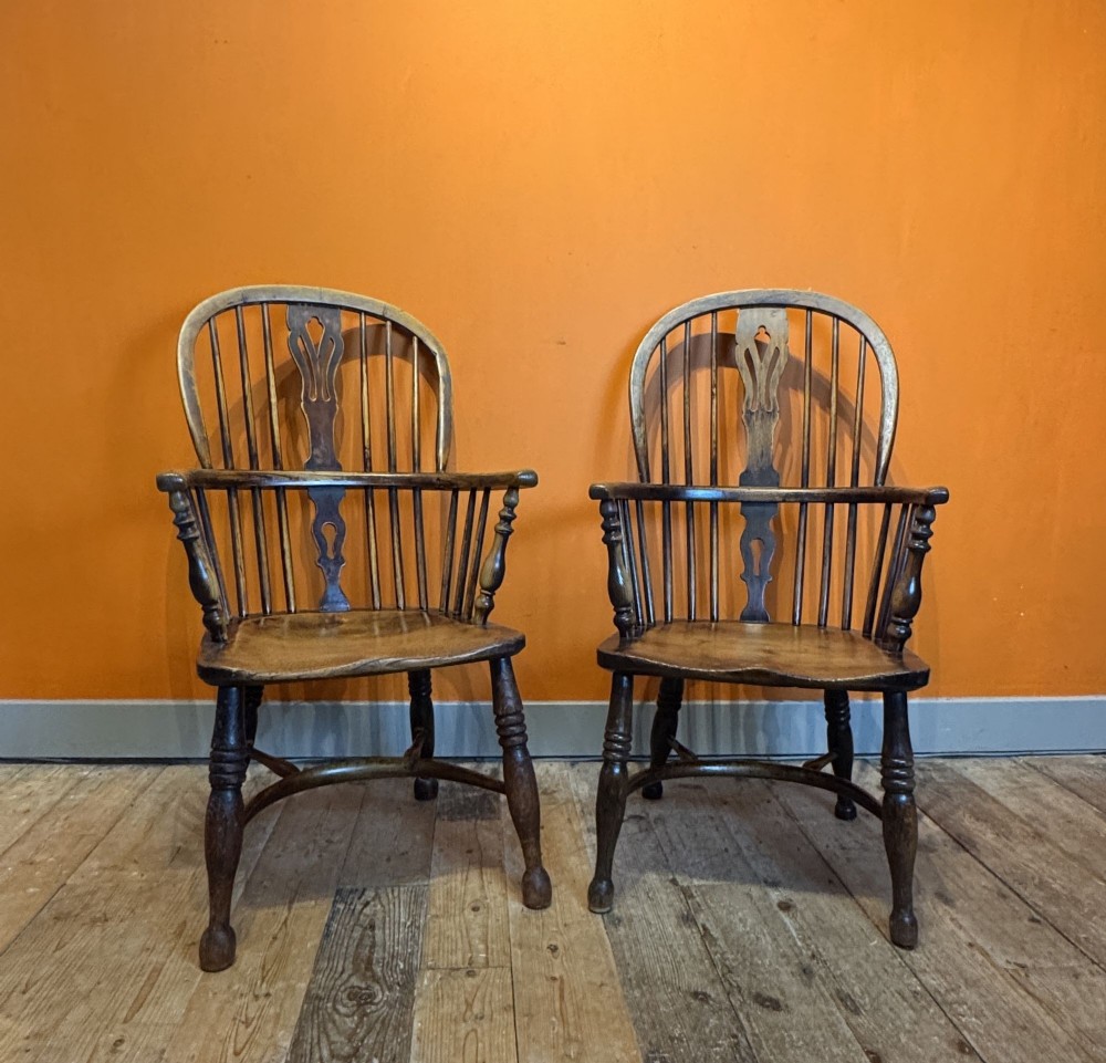 Pair of 19th Century Thames Valley Windsor Elbow Chairs