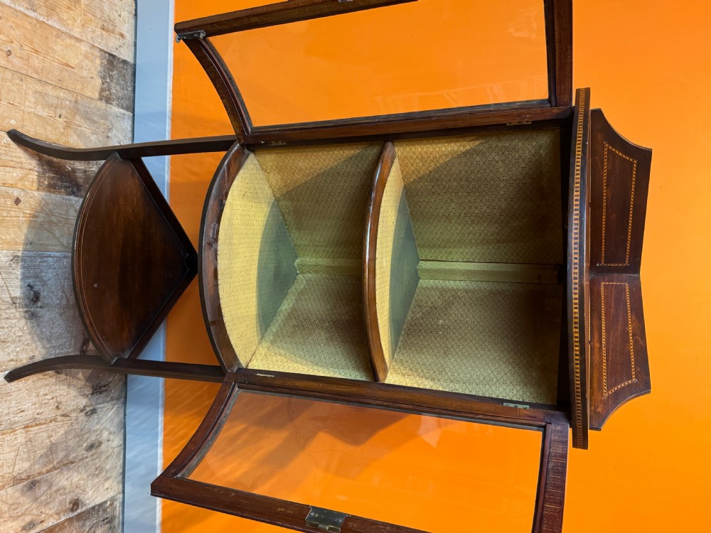 Edwardian inlaid mahogany corner display cabinet View IV