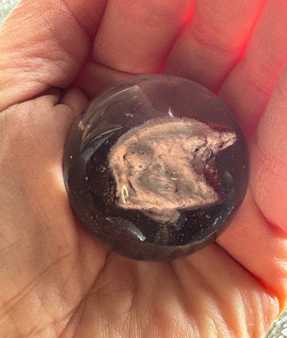 Large German sulphide marble with a boar View II