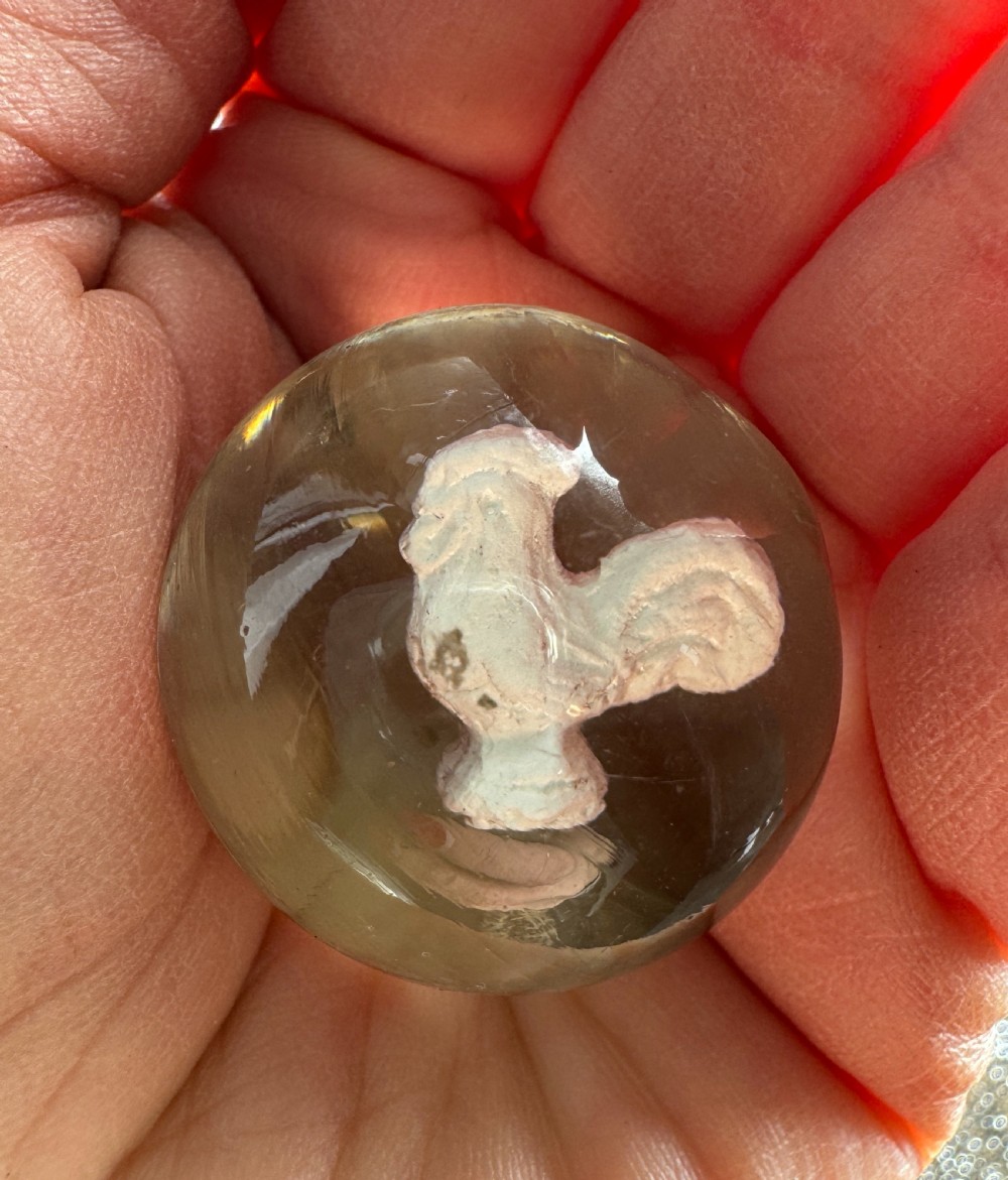 A German sulphide marble with a cockerel