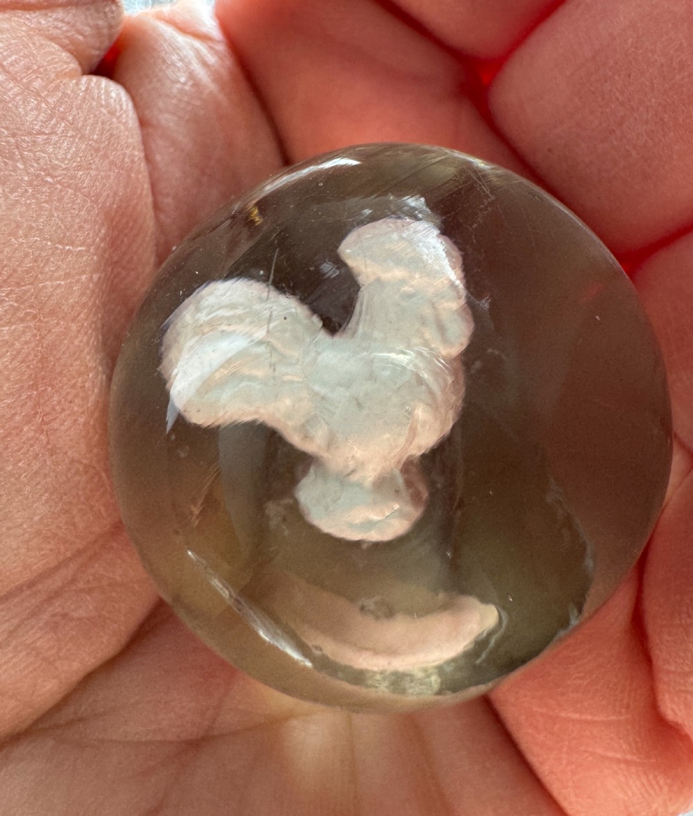 A German sulphide marble with a cockerel View II