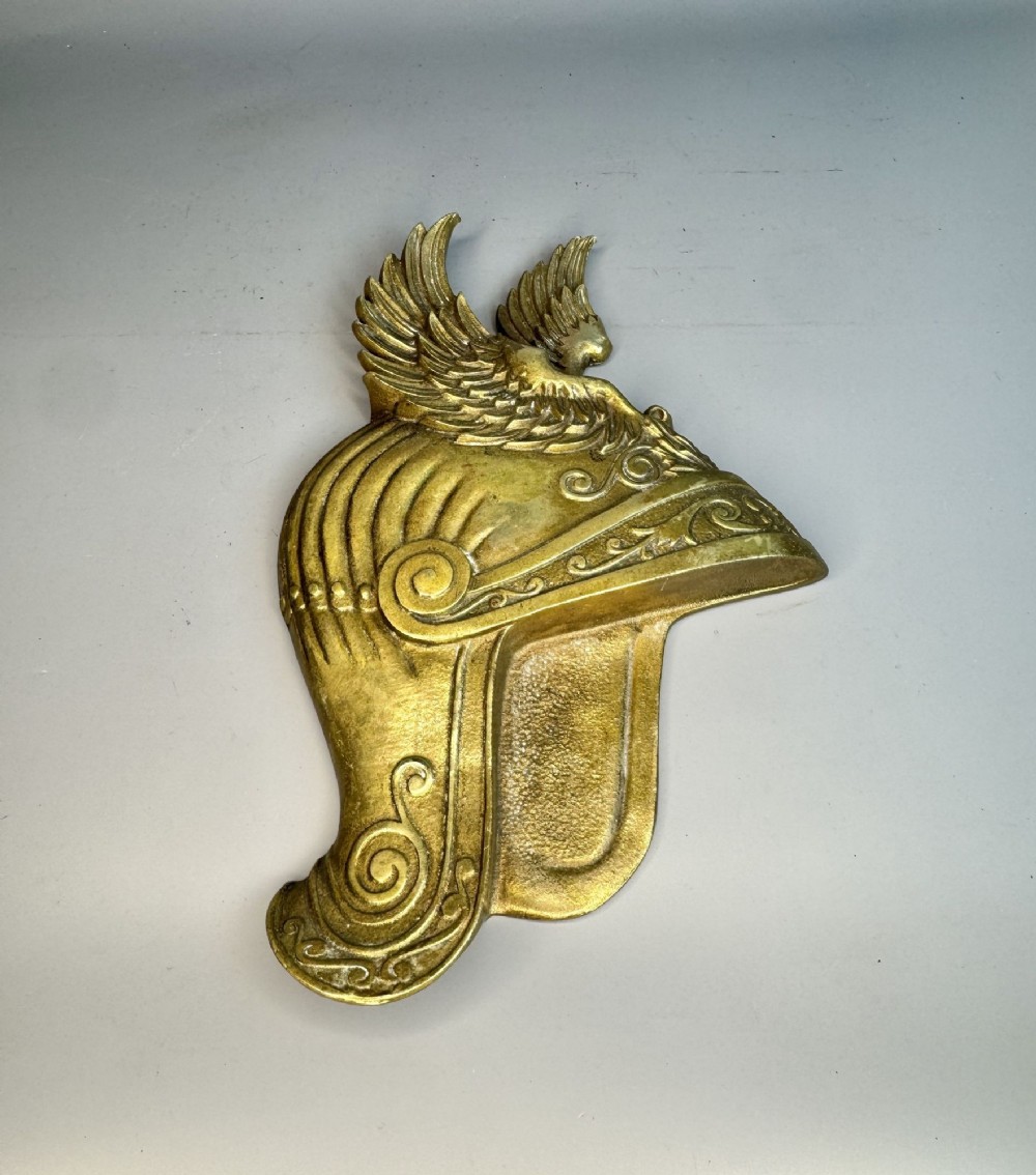 Grand Tour Style Brass Neo-Classical Winged Helmet Wall Plaque