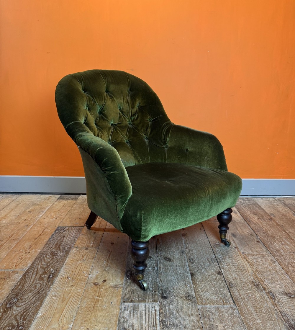 Victorian Iron Framed Button Back Armchair