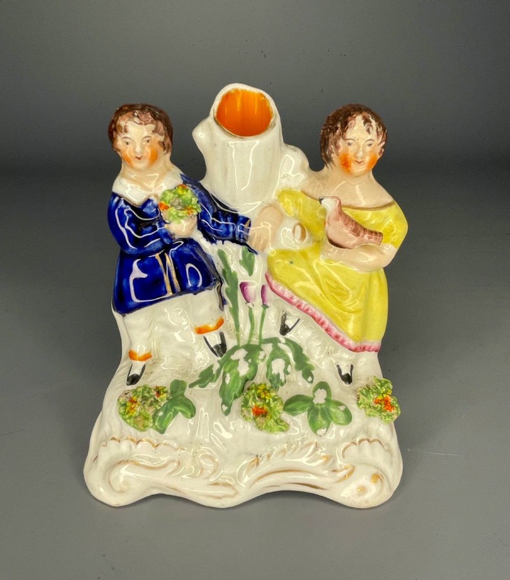 Victorian Staffordshire Spill Vase with Children