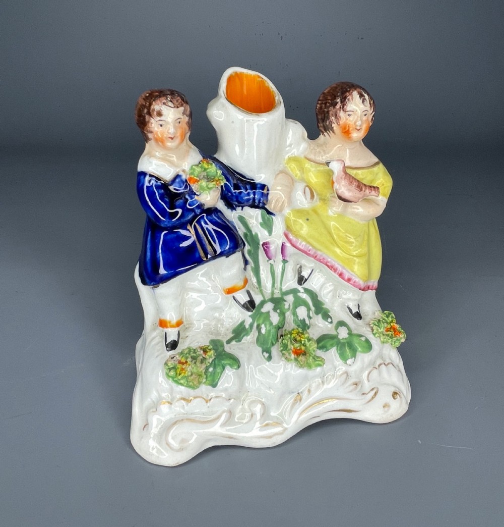 Victorian Staffordshire Spill Vase with Children View II