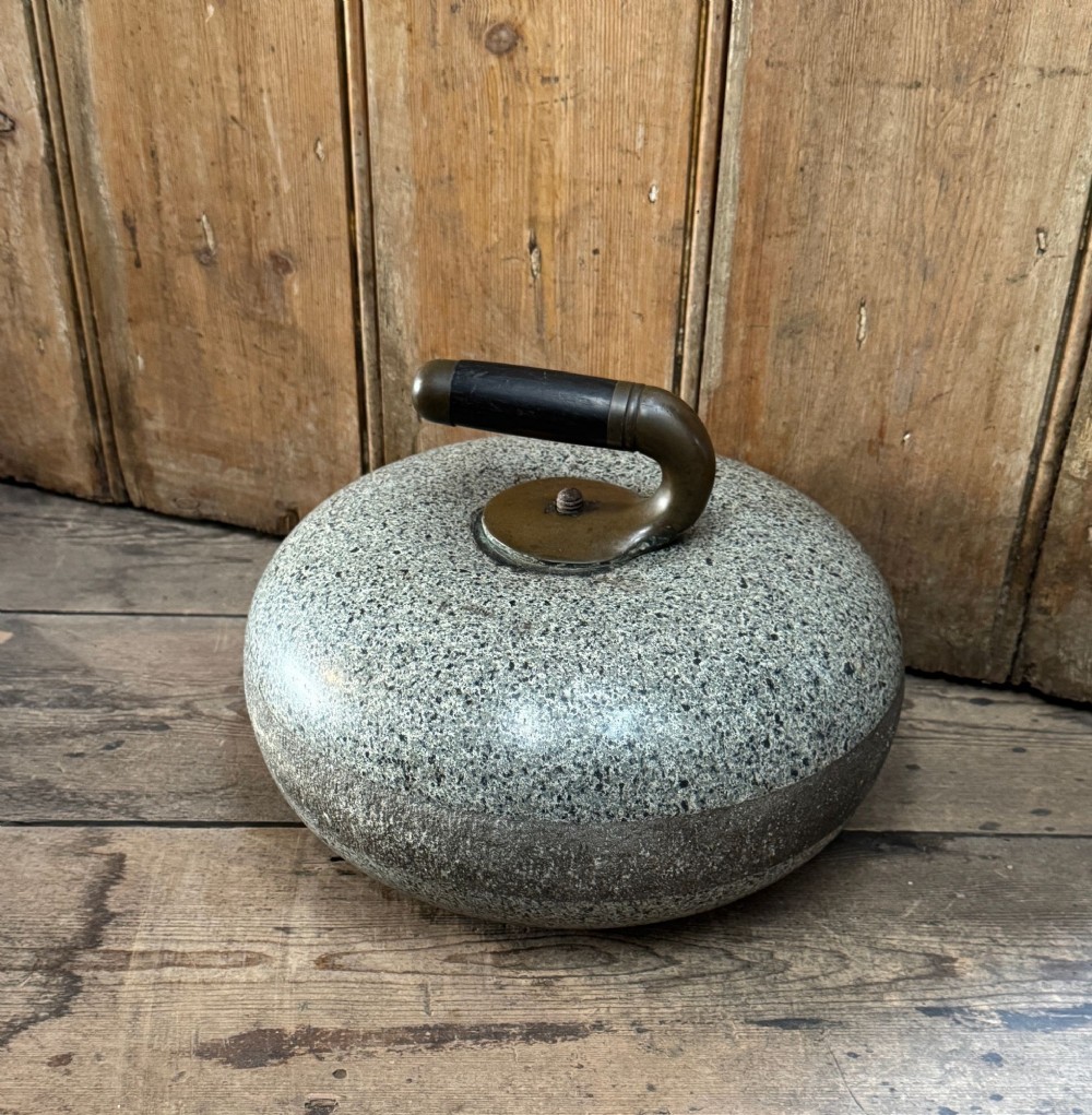 Antique Full Size Polished Scottish Granite Curling Stone