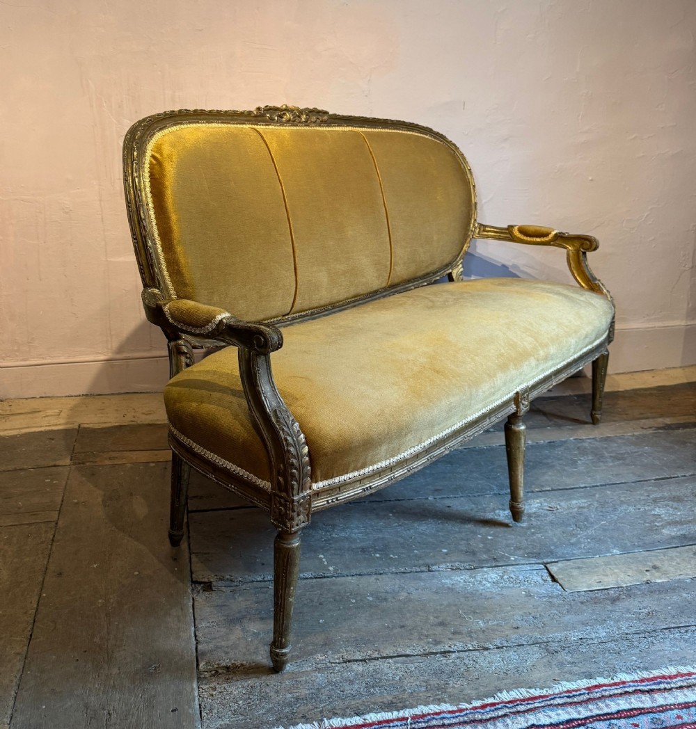 19th Century French Giltwood Sofa in Louis XVI Style