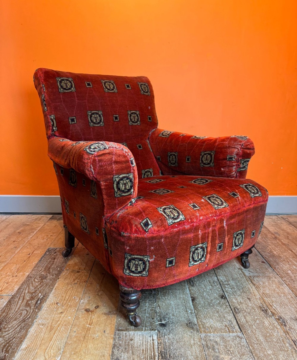 Edwrdian Drawing Room Armchair in Original Chenille Upholstery