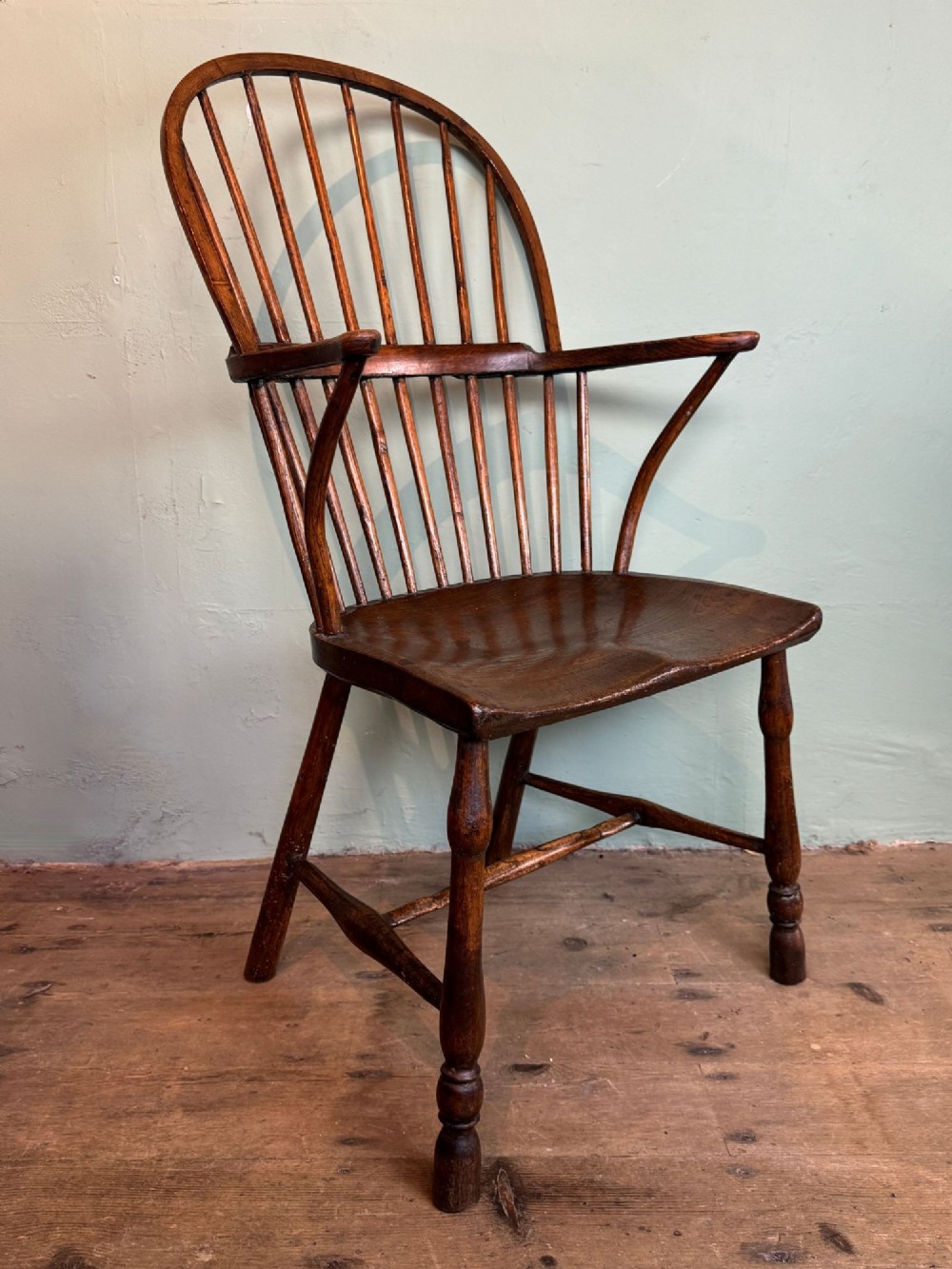 19th Century Ash & Elm Comb Back Elbow Chair