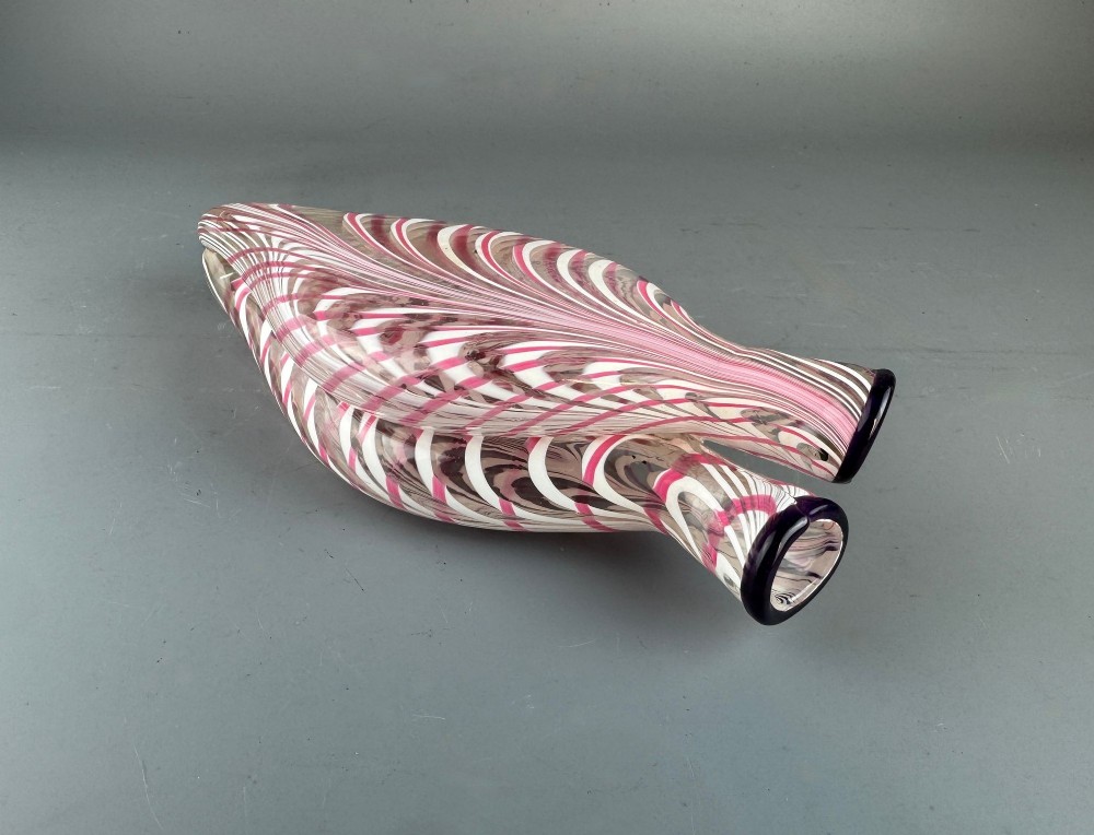 Nailsea Latticino Glass Double Gimmel Flask