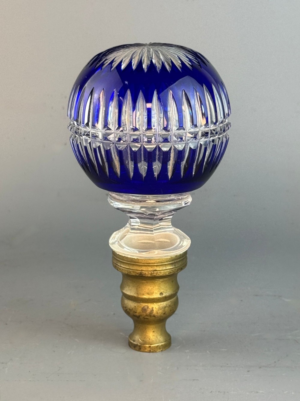 Antique French Blue Cut Glass Boule d'Escalier
