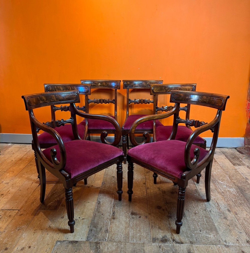Set of Six Regency Mahogany Dining Chairs