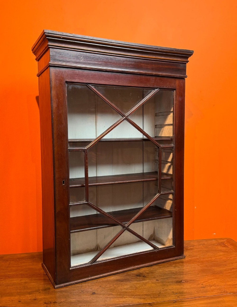 Antique Mahogany Wall Cabinet with Astragal Glazed Door