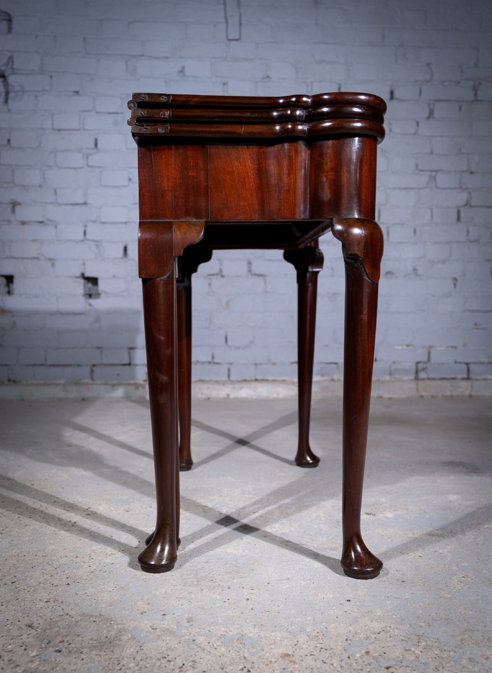 George II Mahogany Triple Top Games & Tea Table, c.1750. View VIII