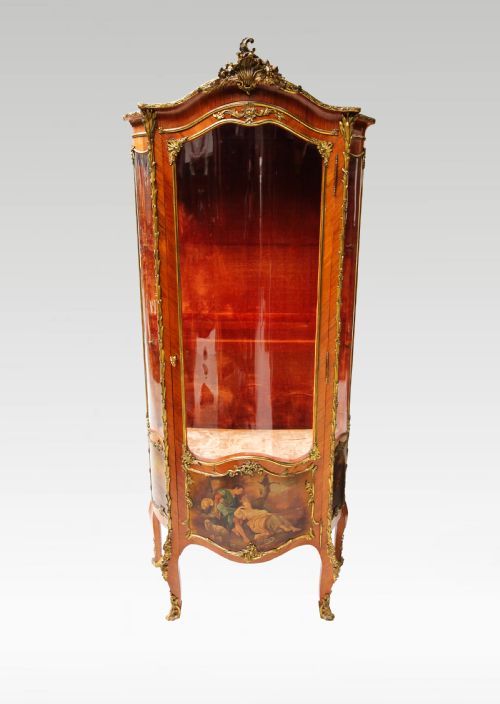 A Beautiful French Kingwood Vernis Martin Vitrine Cabinet with Ormolu Mounts