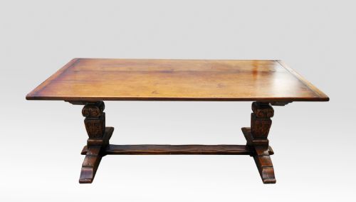 Carved Oak Refractory Table by G T Rackstraw