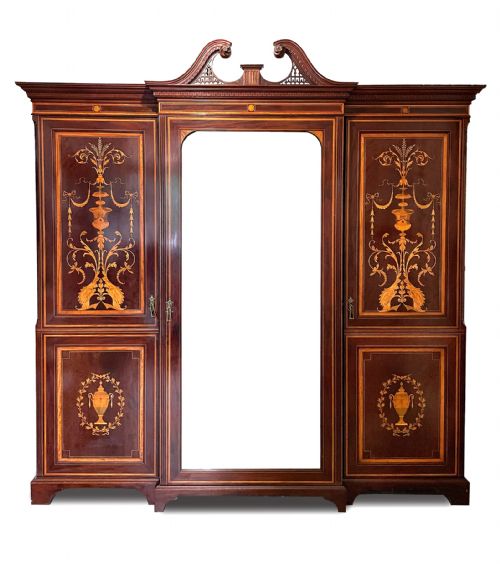A Beautiful 19th Century Mahogany Inlaid Wardrobe