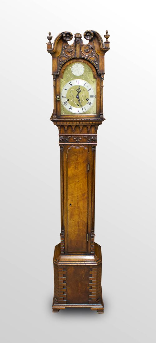 A Beautiful Edwardian Carved Mahogany Grandmother Clock