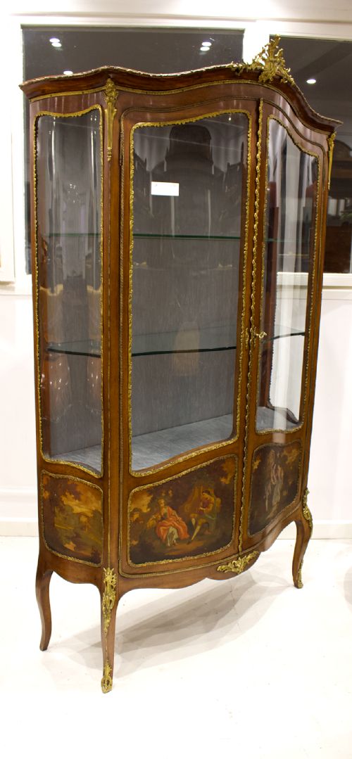 fig 1. French Ormolu Mounted & Vernis Martin Painted Two Door Vitrine Cabinet