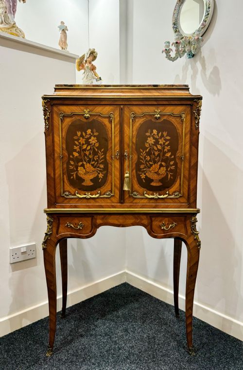 fig 1. Antique French Kingwood Cabinet on Stand with Marquetry inlay C.1880