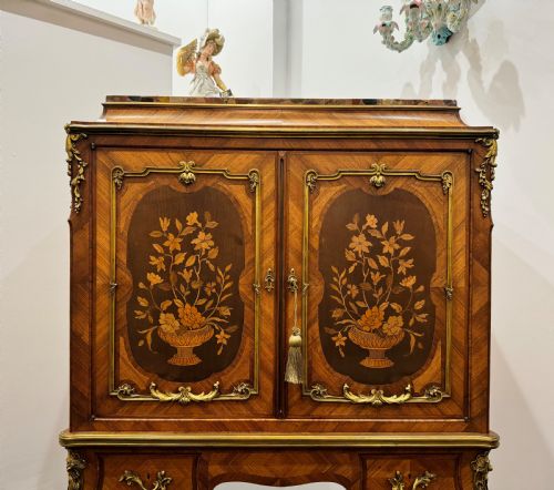 fig 3. Antique French Kingwood Cabinet on Stand with Marquetry inlay C.1880
