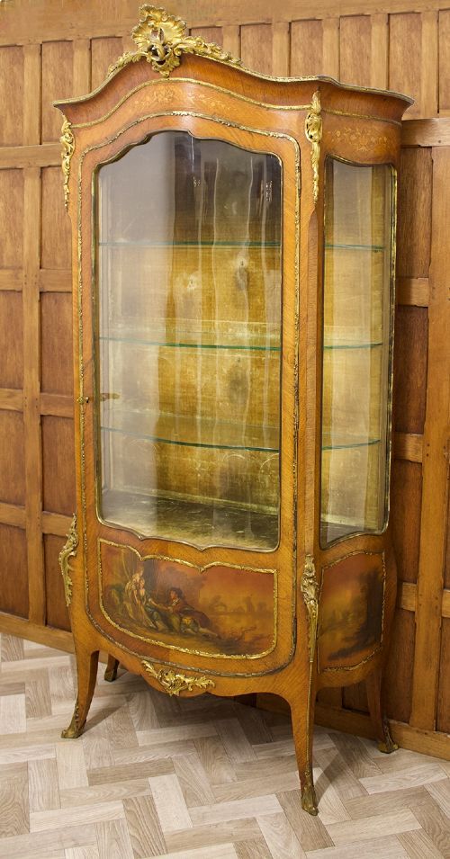fig 2. 19th Century French Kingwood Vitrine Cabinet with Marquetry Inlays