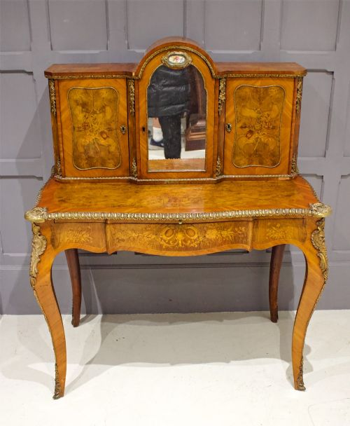 fig 1. Walnut & Marquetry Inlaid Bonheur du Jour / Desk