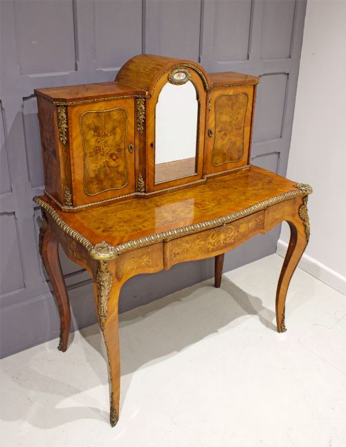 fig 2. Walnut & Marquetry Inlaid Bonheur du Jour / Desk