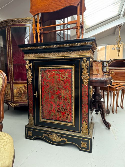 fig 2. Antique Ebonised & Boulle Side Cabinet With Ormolu Mounts