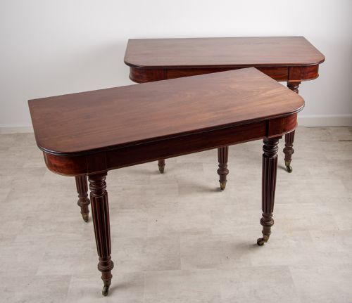 Pair of 19th Century Mahogany Demi Lune Tables in the Manner of Gillows