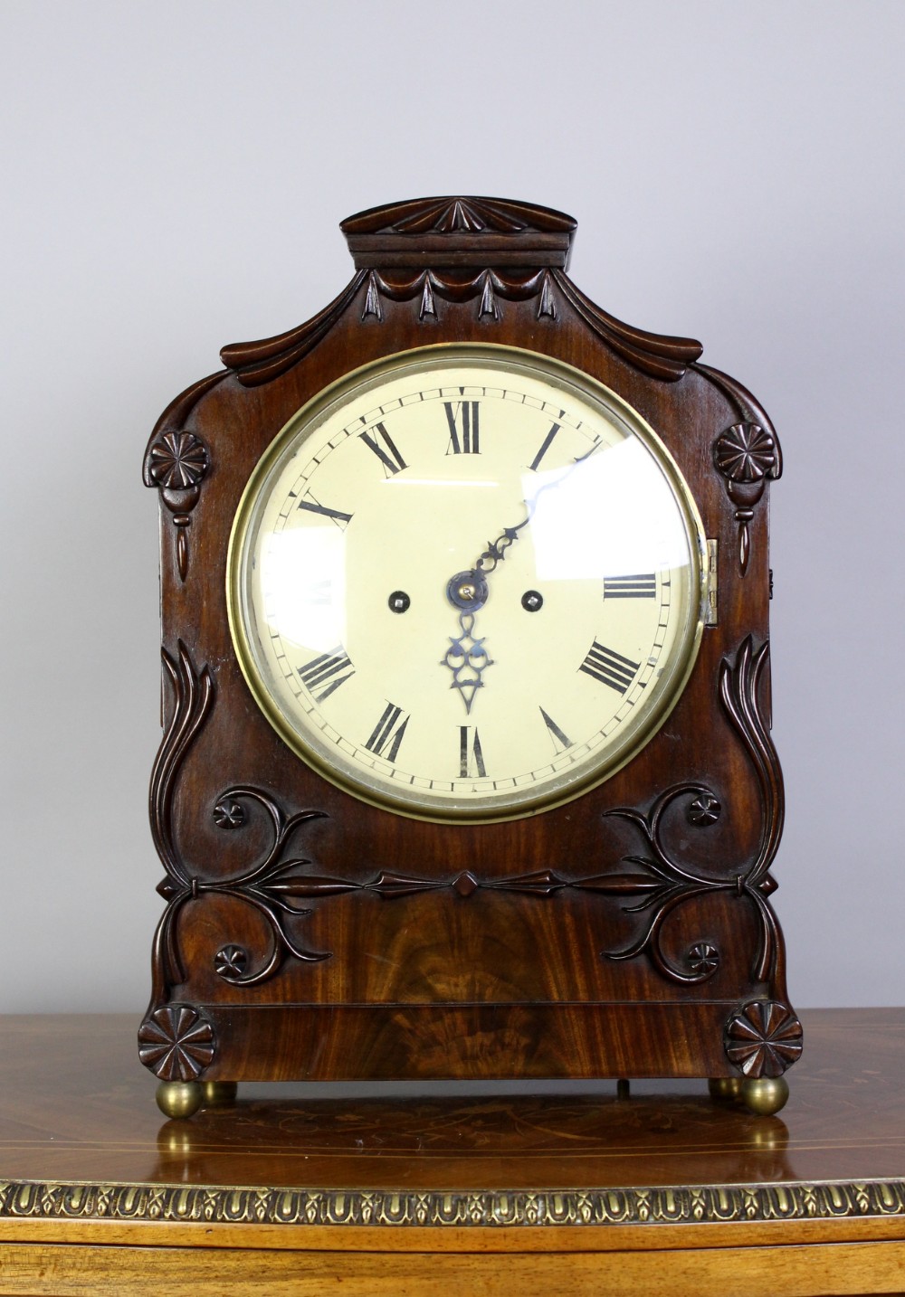 19th Century Mahogany Bracket Clock With Double Fusee Movement 