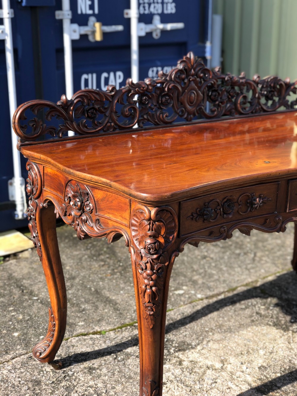BEAUTIFUL CARVED WALNUT SIDE TABLE  View III