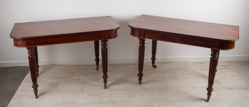 Pair of 19th Century Mahogany Demi Lune Tables In The Manner Of Gillows View II