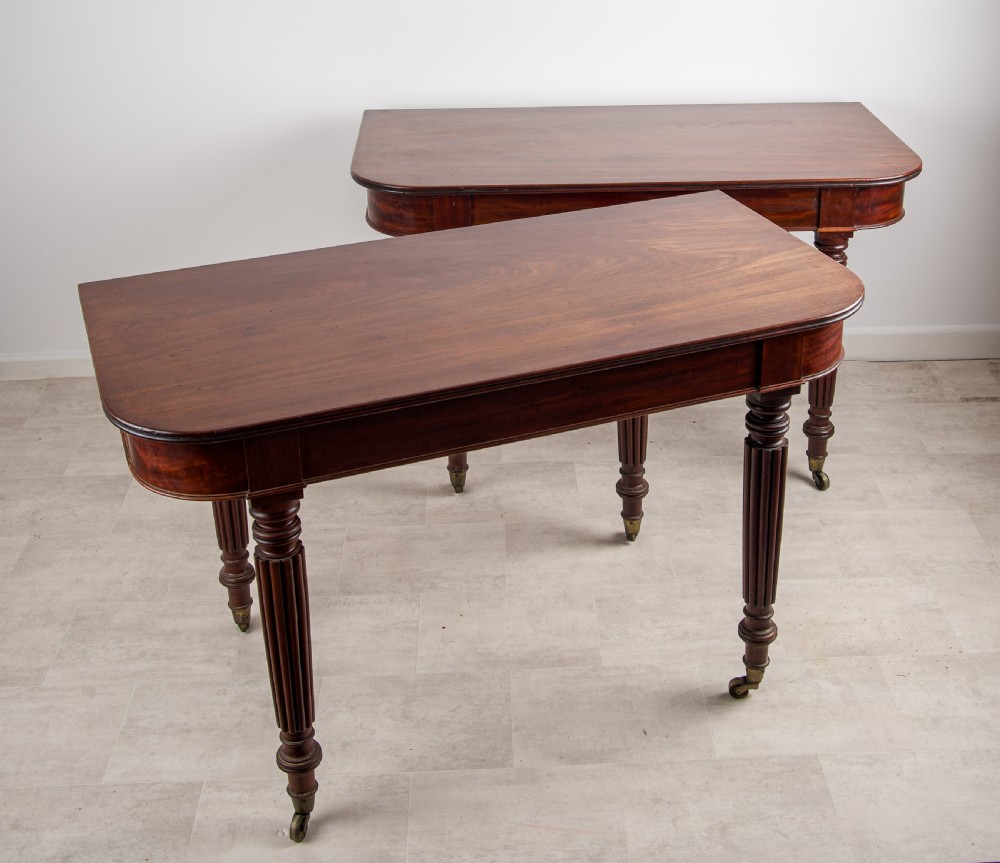 Pair of 19th Century Mahogany Demi Lune Tables In The Manner Of Gillows