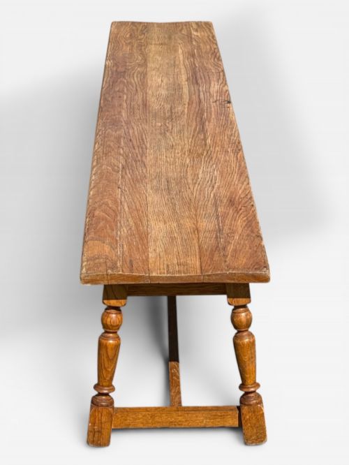ANTIQUE OAK FARMHOUSE BENCH HALL SEAT RUSTIC 8FT - ADDITIONAL PHOTO 1