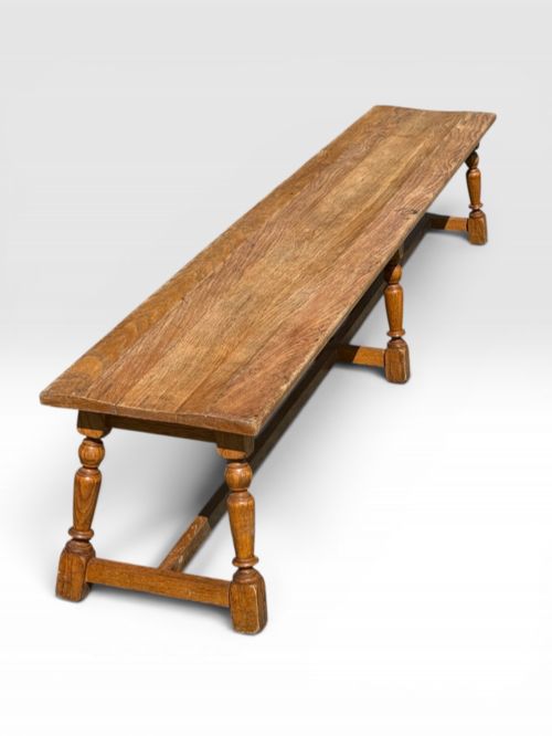 ANTIQUE OAK FARMHOUSE BENCH HALL SEAT RUSTIC 8FT - ADDITIONAL PHOTO 2