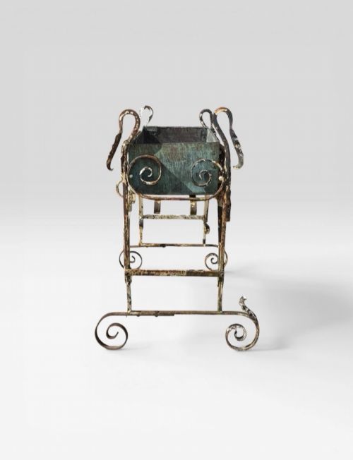 ANTIQUE FRENCH WROUGHT IRON PLANTER GARDEN URN DECORATIVE PATIO VINTAGE - ADDITIONAL PHOTO 3