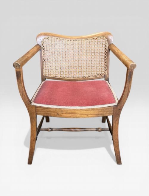 ANTIQUE JAMES SHOOLBRED CHILDS BERGERE CHAIR CANE SEAT ARMCHAIR