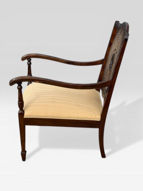 ANTIQUE BERGERE CHAIR CANE SEAT FRENCH ARMCHAIR - ADDITIONAL PHOTO 3