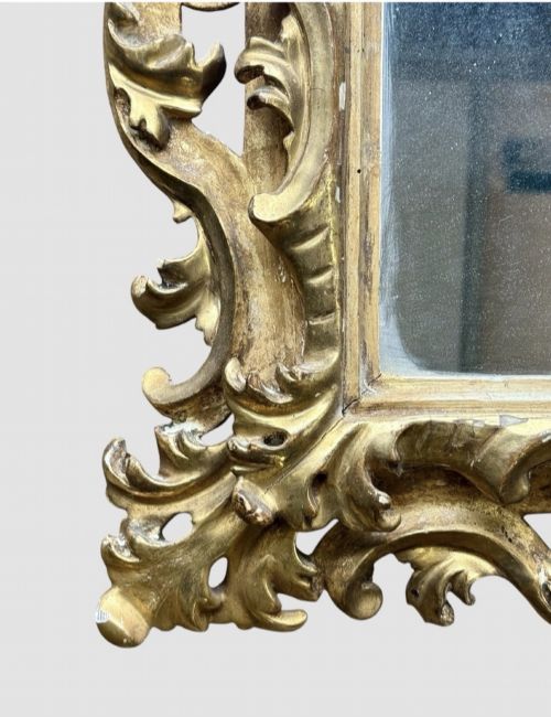 ANTIQUE PAIR CARVED 19TH CENTURY GILTWOOD FLORENTINE WALL MIRRORS - ADDITIONAL PHOTO 5