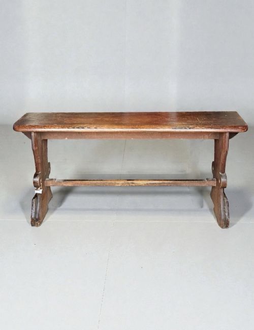 ANTIQUE PINE CHURCH ORGANIST BENCH PEW SEAT ECCLESIASTICAL FURNITURE