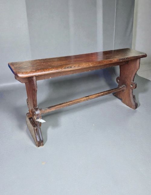 ANTIQUE PINE CHURCH ORGANIST BENCH PEW SEAT ECCLESIASTICAL FURNITURE - ADDITIONAL PHOTO 1