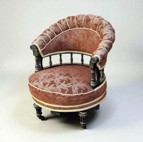 ANTIQUE VICTORIAN EBONISED REVOLVING ARMCHAIR
