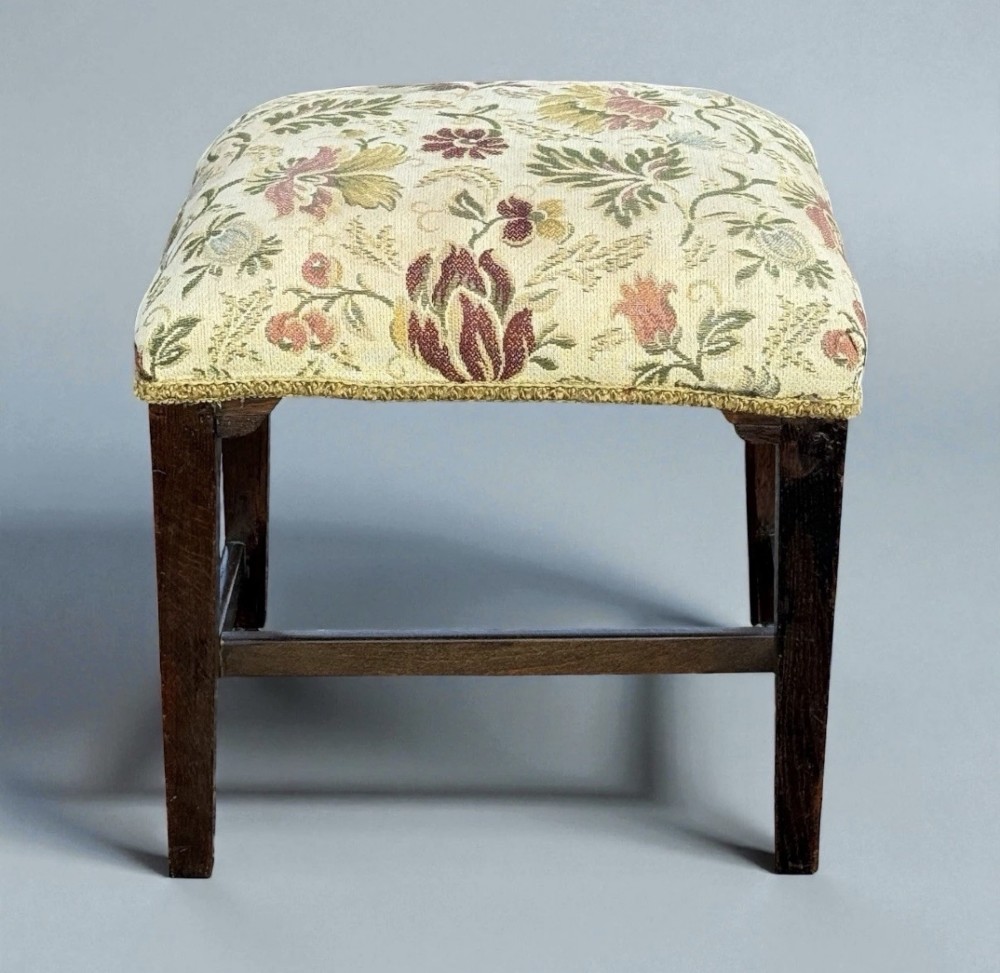 Antique George III Foot Stool Georgian Period Wooden Upholstered Stool