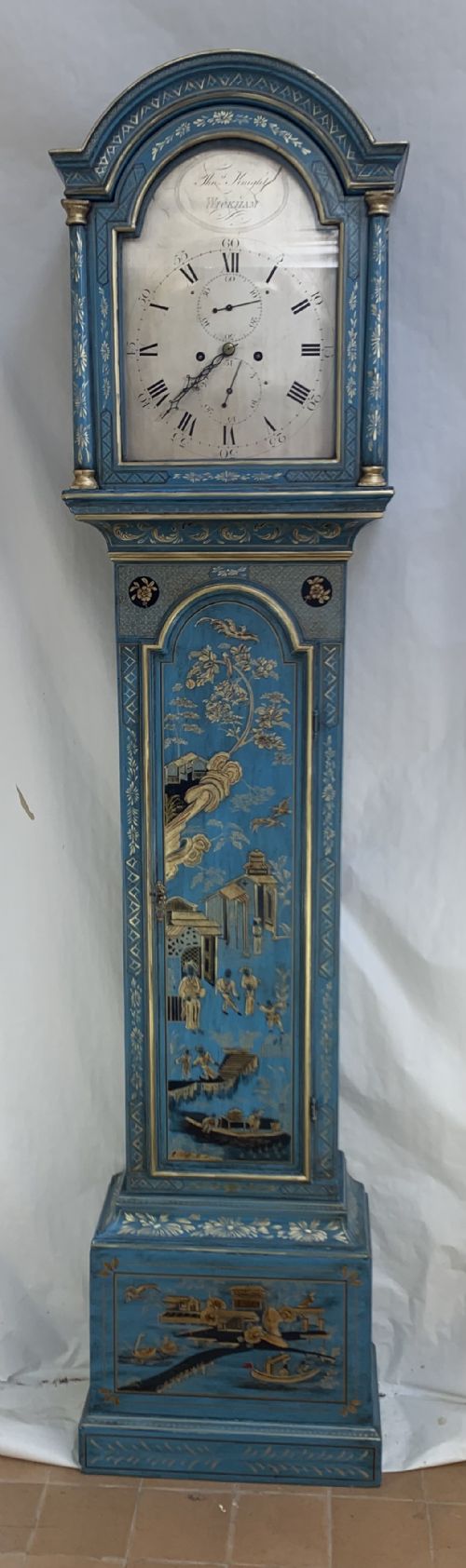 lacquered long case clock - CATEGORY: ANTIQUE CLOCKS - DATED GEORGIAN