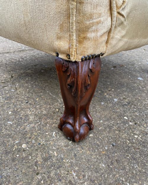 A COUNTRY HOUSE ARMCHAIR WITH BALL AND CLAW FEET - ADDITIONAL PHOTO 3