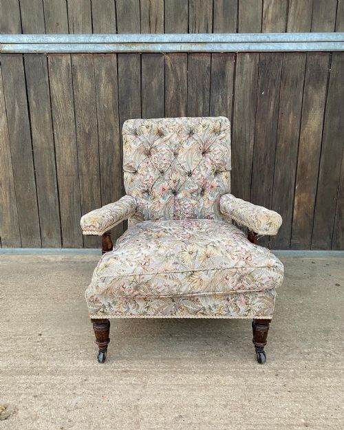 A VICTORIAN OPEN ARMCHAIR - ADDITIONAL PHOTO 1